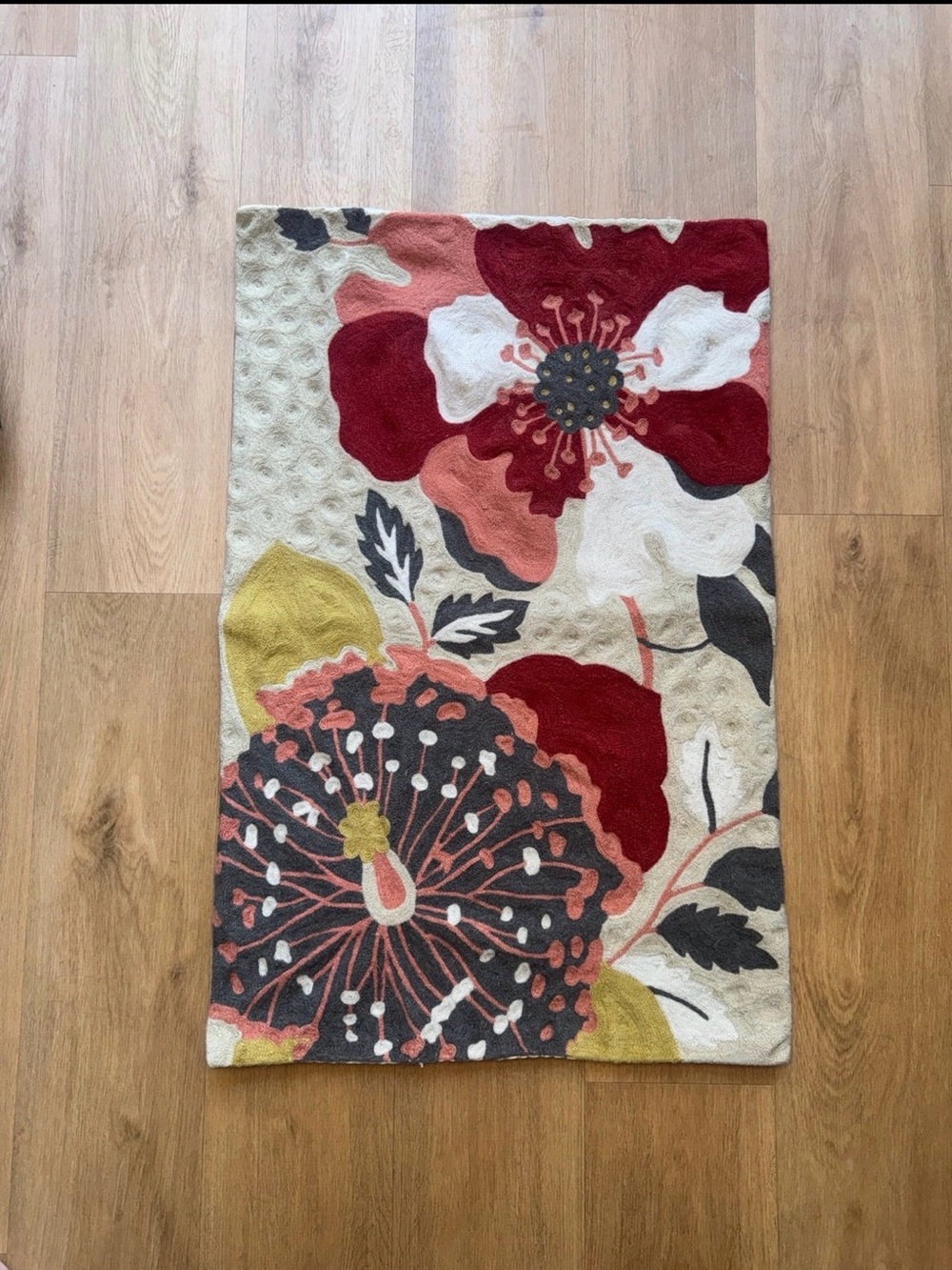Anthropologie Floral Flat Weave Rug 2’x3’